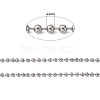 Non-Tarnish 3.28 Feet 304 Stainless Steel Ball Chains X-CHS-A002B-2.4mm-2