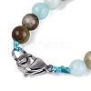 Natural Flower Amazonite Round & Cone Beaded Necklaces NJEW-N064-03J-4
