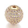 CZ Jewelry Brass Micro Pave Cubic Zirconia Round Beads ZIRC-M024-06-2