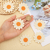 30Pcs Daisy Flower Polyester Knitted Appliques AJEW-FG0003-22-3