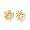 5-Petal Brass Micro Pave Clear Cubic Zirconia Bead Caps ZIRC-G153-41G-2