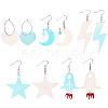 ANATTASOUL 5 Pairs 5 Styles Rainbow Color Acrylic Dangle Earrings with Iron Pins EJEW-AN0003-62-1