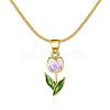 Tulip Alloy Enamel Pendant Necklaces FS-WGE671B-05-2