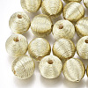 Wood Beads Covered with Polyester Cord Wire WOVE-S117-12mm-04-2