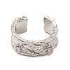 Pink Cubic Zirconia Diamond Open Cuff Ring RJEW-C048-04P-2