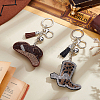2Pcs 2 Styles PU & Rhinestone Keychains KEYC-GA0001-58-4