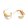 Brass Spiral C-shape Stud Earrings for Women EJEW-G321-14MG-3