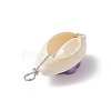Natural Cowrie Shell & Handmade Polymer Clay Copper Wire Wrapped Pendants PALLOY-JF03818-01-5