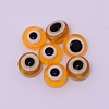 Flat Round Evil Eye Resin Beads RESI-WH0012-15A-1