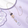 Leaf Glass & Natural Quartz Crystal Chips Beads Hanging Suncatchers HJEW-JM04607-1