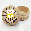 Round Beech Wooden 3D Engraved My First Tooth Superman Box CON-WH0120-005-1