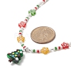 Christmas Tree Lampwork Pendant Necklace with Glass Seed Flower Chains for Women NJEW-TA00070-5