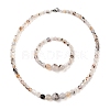 Natural Dendritic Agate Round Beads Bracelets & Necklaces Sets SJEW-L132-26-1