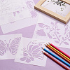 2Sets Square with Floral & Butterfly Pattern PET Drawing Stencil DIY-CW0001-12-13