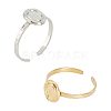 Unicraftale 2Pcs 2 Colors 304 Stainless Steel Open Cuff Finger Ring Cabochon Settings STAS-UN0045-16-1