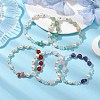Round Gemstone & Shell Pearl Beaded Stretch Bracelets for Women BJEW-JB10666-2