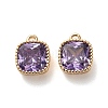 Brass Micro Pave Clear Cubic Zirconia Charms KK-B110-01G-01-1