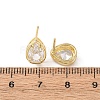 Brass Micro Pave Clear Cubic Zirconia Stud Earrings EJEW-C174-02G-G-5