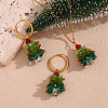 304 Stainless Steel Enamel with Glass Pendant Necklaces & Hoop Earrings Sets FS-WG4D061-03-3
