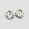 Rack Plating Rondelle Brass Grade A Rhinestone Spacer Beads RB-D301-06S-2