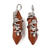 Natural Red Jasper Double Terminal Pointed Pendants G-C144-03P-03-1