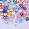 Printed Round with Ghost Pattern Silicone Focal Beads SI-JX0056A-126-2