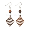 6 Pairs 6 Styles Natural Walnut Wood Dangle Earrings for Women EJEW-JE06101-3