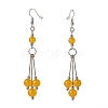 Natural Malaysia Jade Ball Beads Long Dangle Earring for Lady EJEW-JE04680-03-3