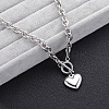 Stainless Steel Cable Chain Heart Pendant Necklaces with OT Clasps IT6269-6