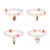 Candy Color Round Beaded Stretch Bracelet with Enamel Charm for Kid BJEW-JB07637-1
