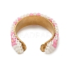 Glass Beads with 304 Stainless Steel Cuff Rings RJEW-MZ00031-01-4