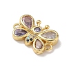 Brass Pave Cubic Zirconia Butterfly Links Connector Charms KK-L268-028G-06-2