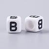 6MM Letter B Cube Acrylic Beads X-PL37C9308-B-2