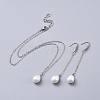 Shell Pearl Dangle Earring & Pendant Necklace Jewelry Sets SJEW-JS01038-1