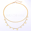 Stainless Steel Cable & Herringbone Chains Double Layer Necklaces SB7965-1