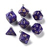 7 Styles Opaque Resin Polyhedral Dice Pendants Set RESI-A029-01H-1