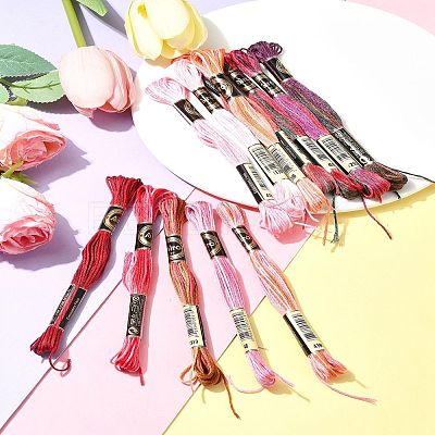 12 Skeins 12 Colors 6-Ply Polyester Embroidery Floss OCOR-FS0001-01A-02-1