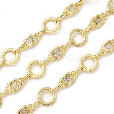 Rack Plating Brass Glass Link Chains CHC-P012-02G-1