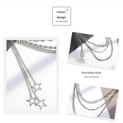 Alloy Star Charms 3 Layer Chain Belts for Pants FS-WG5CAFD-01-1