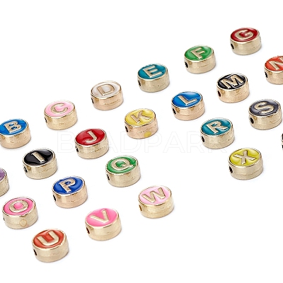 104Pcs 26 Colors Alloy Enamel Beads ENAM-YW0001-75-1