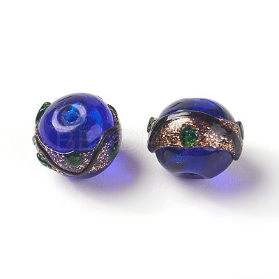 Handmade Millefiori/Gold Sand Lampwork Beads LAMP-XCP0001-04-1