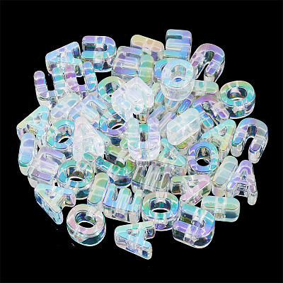 50Pcs 5 Styles UV Plating Rainbow Iridescent Acrylic Beads OACR-TA0004-67G-1