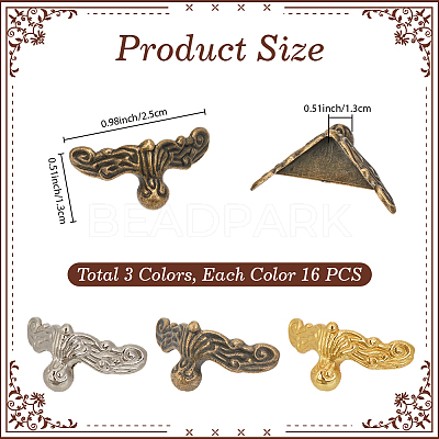 48Pcs 3 Colors Zinc Alloy Corner Protectors FIND-CY0001-81-1