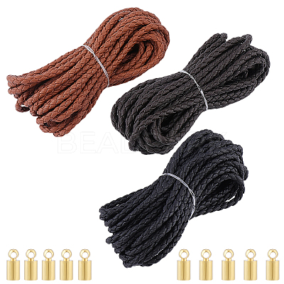 15M 3 Colors Braided Round Soft PU Imitation Leather Cords OCOR-CL0001-11C-1
