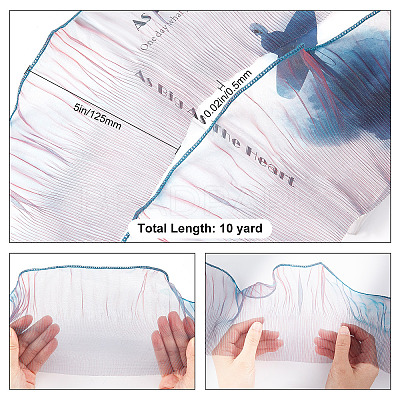 Polyester Organza Ruffled Pleated Lace Fabric Trim OCOR-WH0070-15A-1