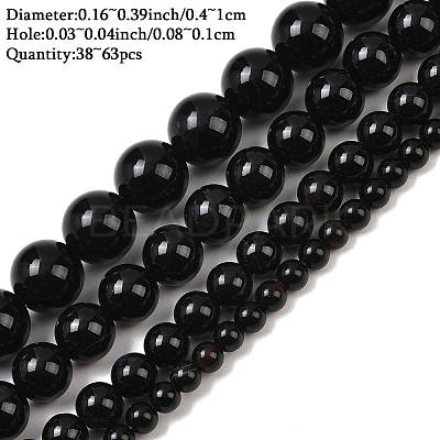 1 Strand Natural Black Onyx Beads Strands G-YW0002-57A-1