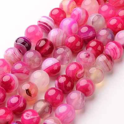 Natural Striped Agate/Banded Agate Beads Strands G-D845-01C-8mm-1