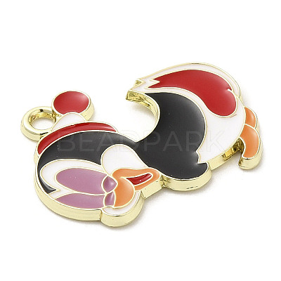 Light Gold Plated Alloy Enamel Pendants ENAM-L041-06B-1