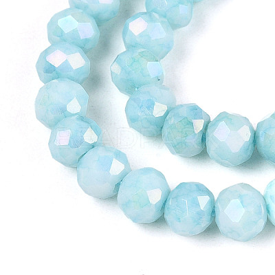Anti-Tarnish Electroplate Rondelle Glass Beads Strands LS-EGLA-T021-4mm-17-08-1
