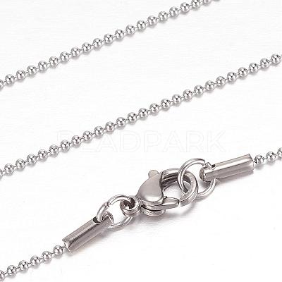 Tarnish Resistant 304 Stainless Steel Ball Chain Necklaces STAS-G083-73P-1